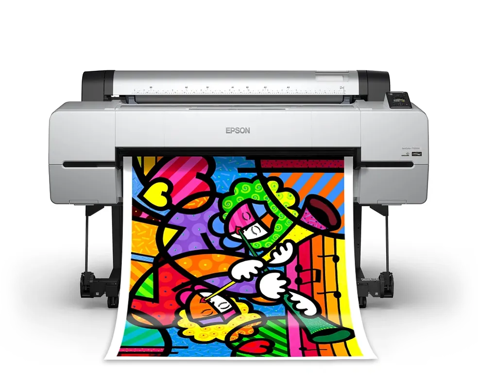 Epson fine art printer producing a colorful archival print